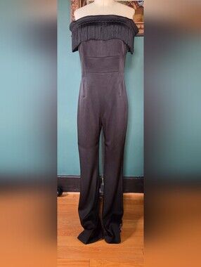 Rachel Zoe Giulia Jumpsuit Womens Size 6 Black White Sheer Top Wide Leg
